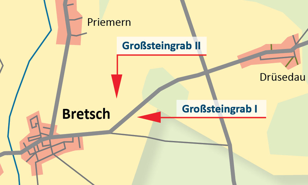 Lage Großsteingräber in Bretsch