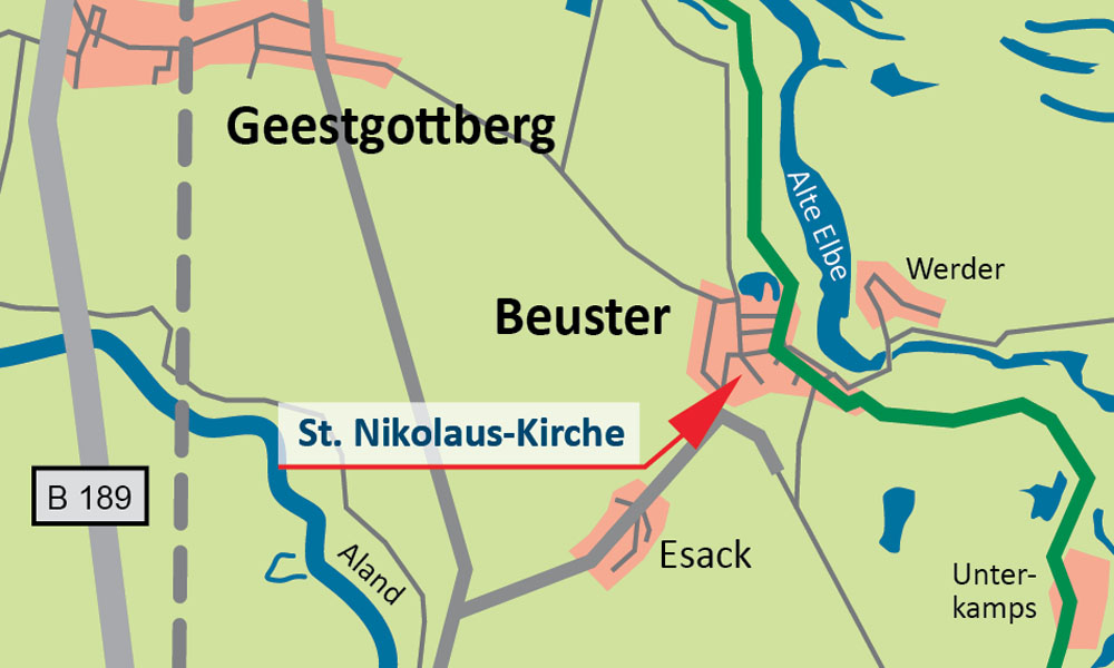 Lage St.Nikolaus-Kirche in Beuster