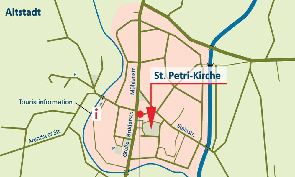 Lage St.Petri-Kirche in Seehausen
