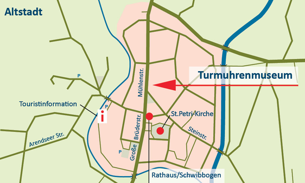 Lage Turmuhrenmuseum in Seehausen